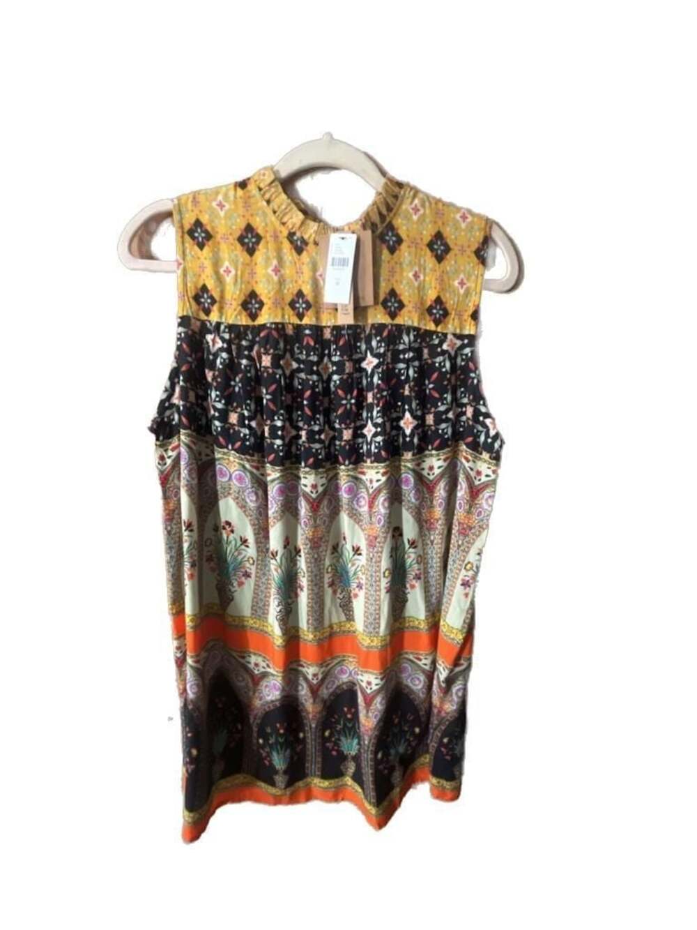 Conditions Apply Sleeveless Ruffle Neck Printed Dress Size M